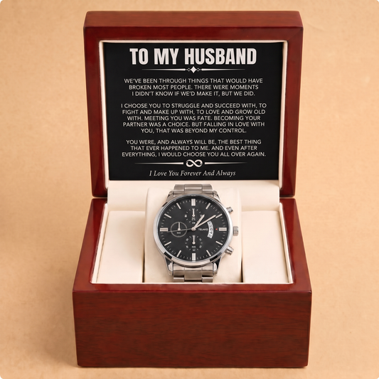 To My Husband - Engraved Stainless Steel Watch
