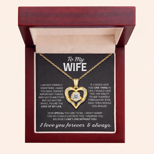 To My Wife – Open Heart Solitaire Necklace