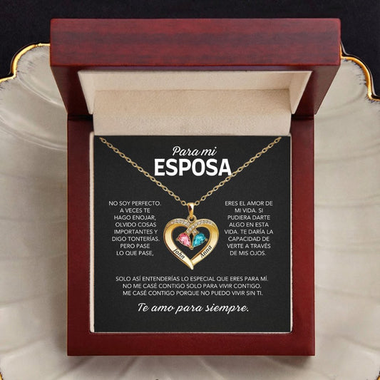 Siempre Tuya – Collar de Corazón con Piedra de Nacimiento