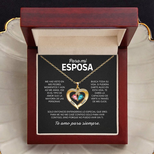 Siempre Tuya – Collar de Corazón con Piedra de Nacimiento