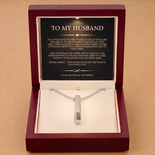 To My Husband - Personalized Hexagon Necklace
