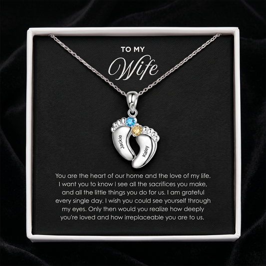"Our Little Footprints" - Custom Name Baby Feet Necklace