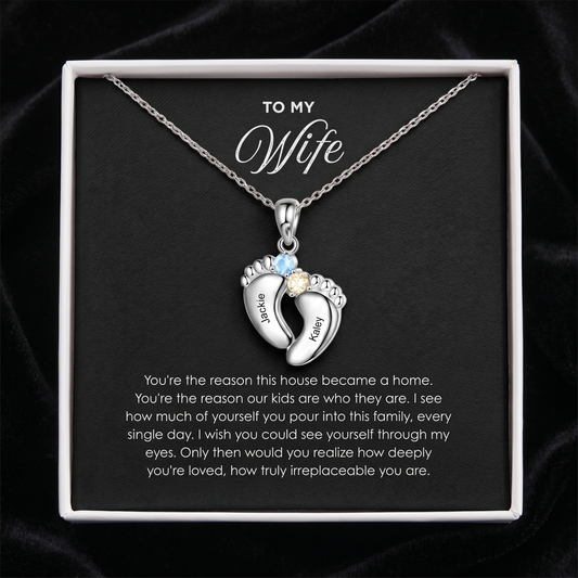 "Our Little Footprints" - Custom Name Baby Feet Necklace