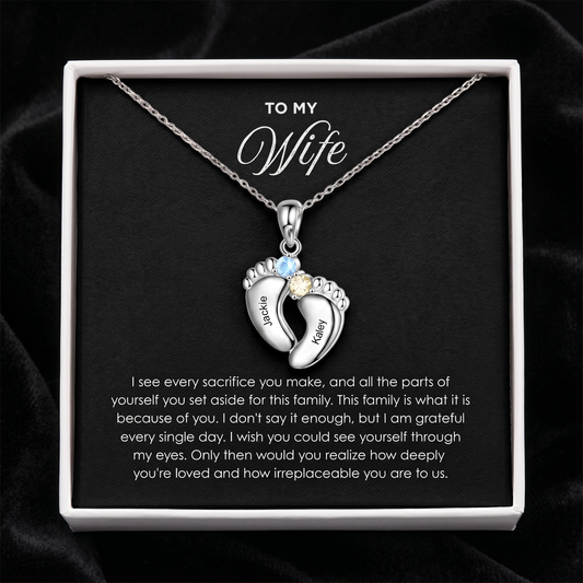 "Our Little Footprints" - Custom Name Baby Feet Necklace