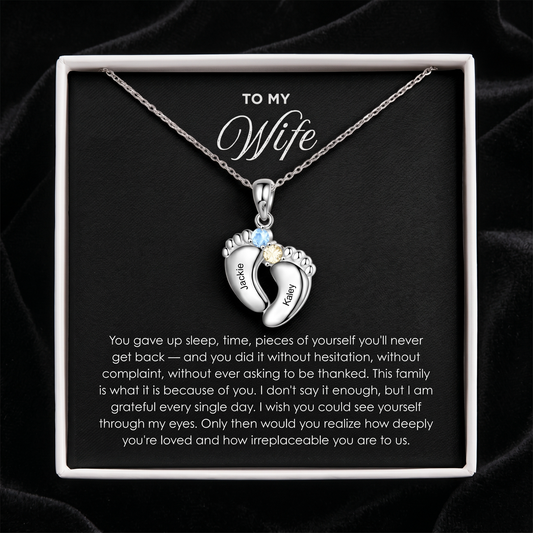 "Our Little Footprints" - Custom Name Baby Feet Necklace