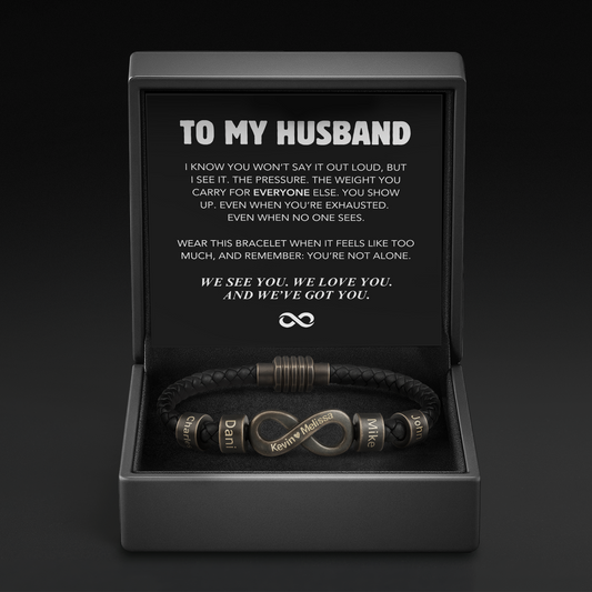 Infinity Name Bracelet - For the Man Who Holds Us Together