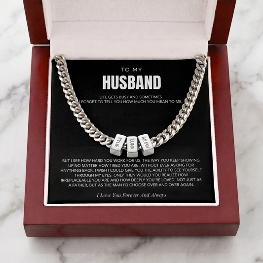 Family Name Necklace - For the Man Who Holds Us Together