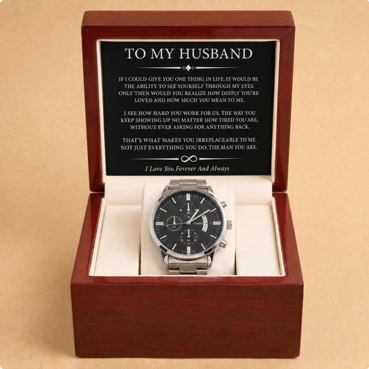 To My Husband - Engraved Stainless Steel Watch
