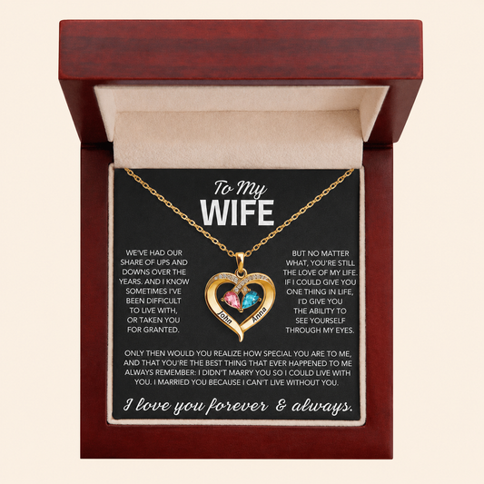 To My Wife – Birthstone Heart Necklace