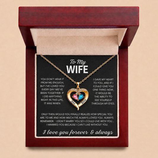 To My Wife – Birthstone Heart Necklace