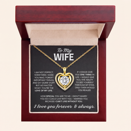 To My Wife – Heart Halo Solitaire Necklace