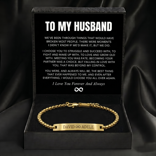 "To My Husband" - Personalized Stainless Steel Bracelet