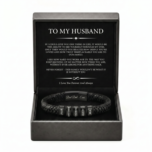 Family Forever - Personalized Leather Style Bracelet Set